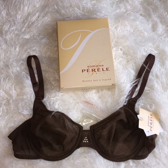 NWT Simone Perele Paris Sunlight Brown Mesh Bra 32B - Picture 1 of 5